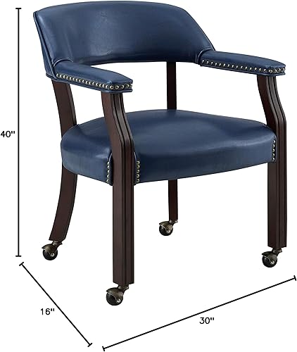 Miniatura 4 de Steve Silver Co Vinilo tapizado gris capitán de doble propósito con ribete de cabeza de clavo, acabado cereza, silla de movilidad con ruedas para