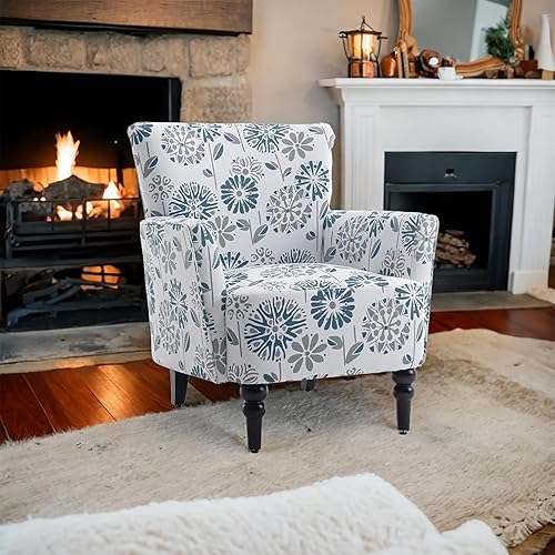 Silla decorativa tapizada de lino para sala de estar, sillón con botones, cómodo sofá de lectura de mediados de siglo, silla de club copetuda con