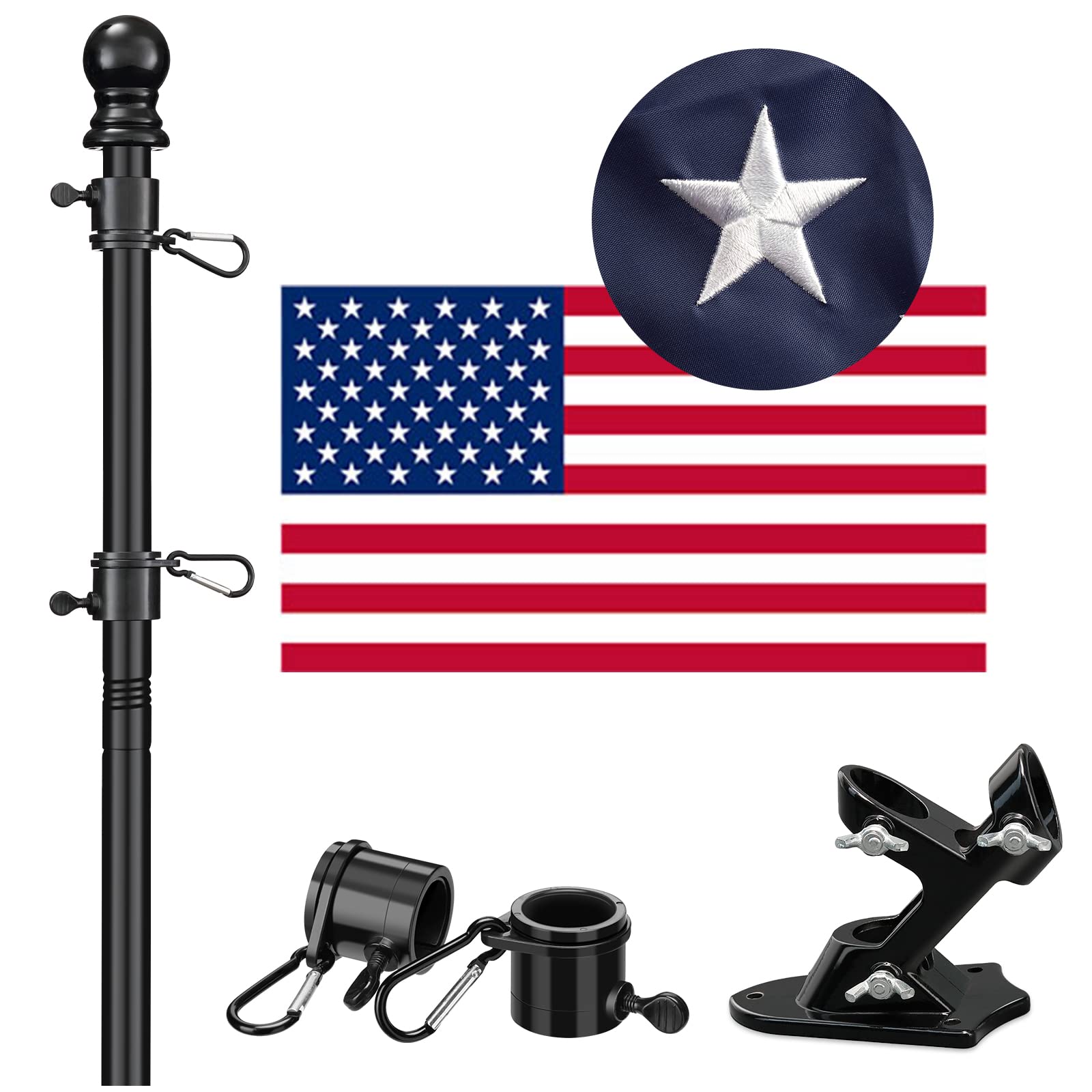 Buy Flag Pole for House with American FlagBlack Flagpole Kit Includes