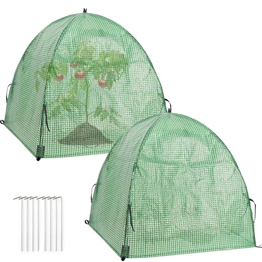 2 Pack Plant Freeze Protection Covers Winter Shrub Covers Plant Frost Protection Tent, Warm Plant Tents Protecting Fruit Potted Plants Tree from Freezing Animals Eating ((22x22x23in, PVC Grid))