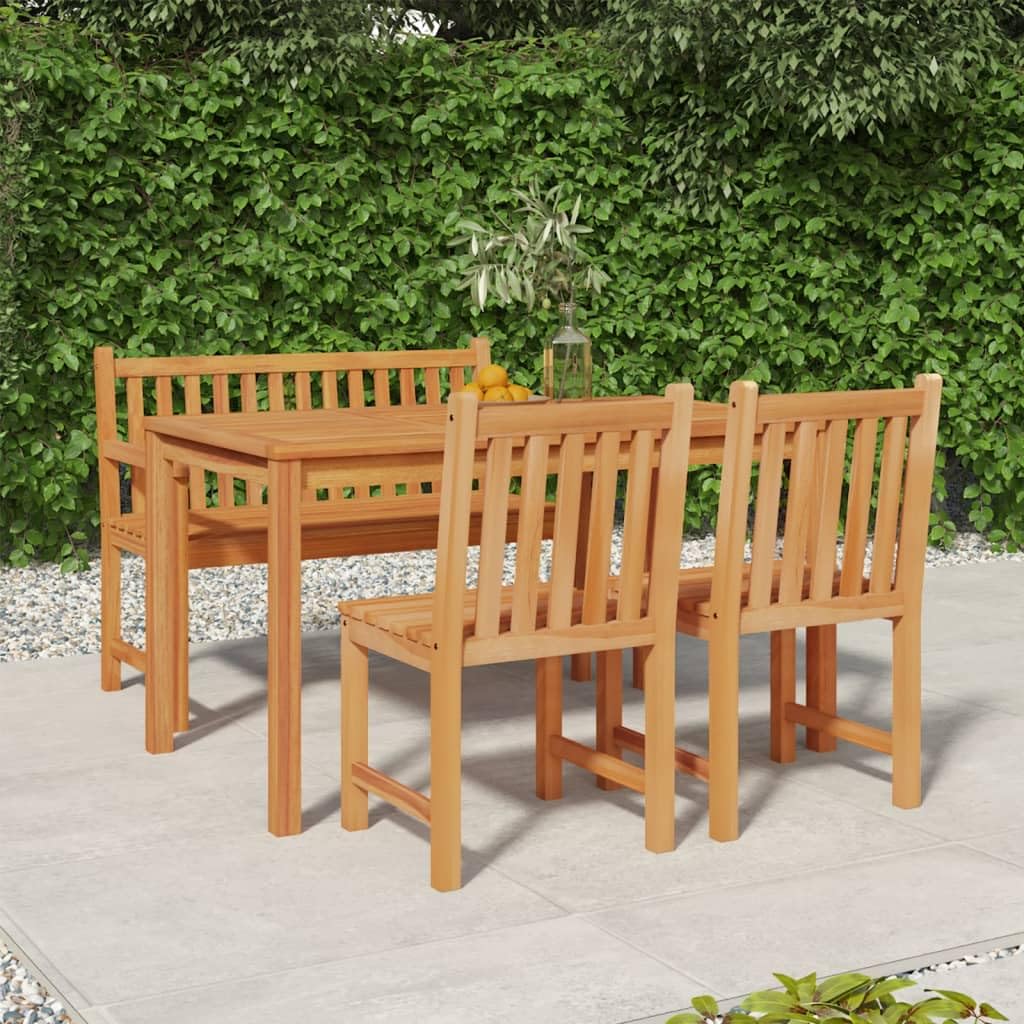 Set di mobili da giardino in teak massiccio, 140 x 80 cm, 2 sedie, design moderno, robusto e durevole, per terrazza, giardino d'inverno