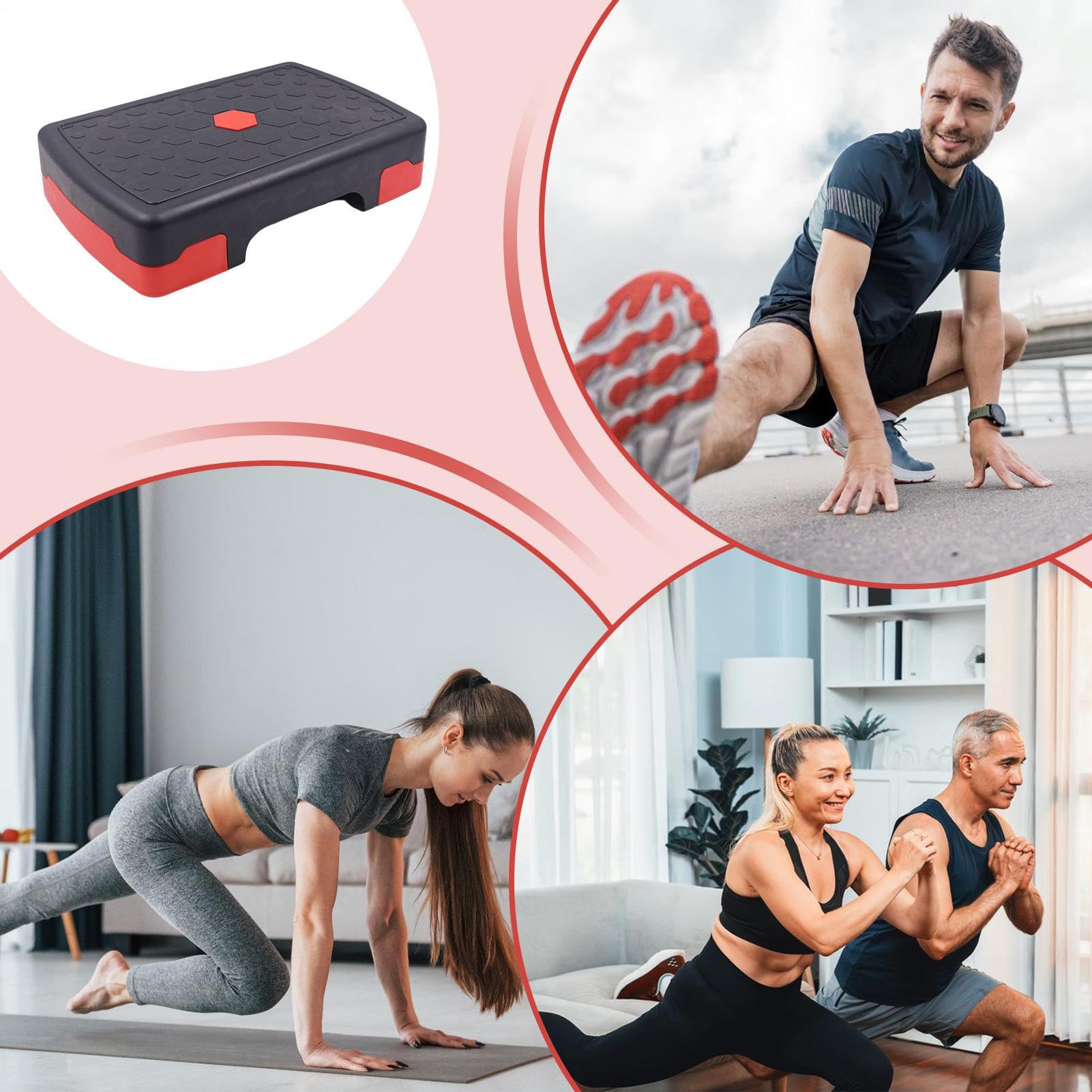 Steppers d'aérobic pour exercice, fitness antidérapant pour façonner le corps, entraînement cardio, gym à domicile, enseignants, adolescents, adultes et personnes âgées, 45 x 30 x 10 cm