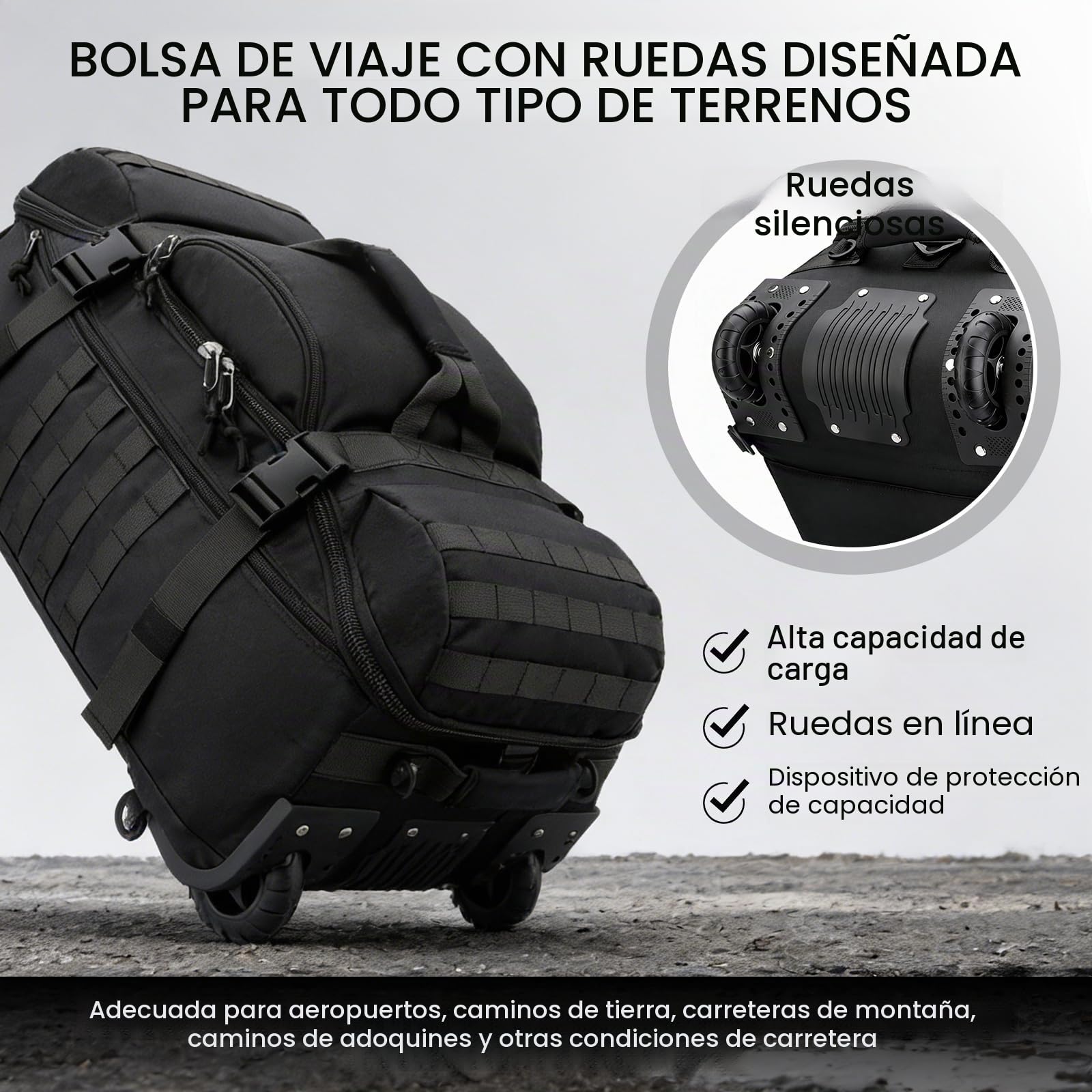 Bolsa de viaje de 80L con ruedas, bolsa de lona expandible plegable, maleta grande de viaje, bolsa de viaje plegable con ruedas, bolsa de lona, bolsa de viaje plegable para hombres y mujeres, bolsa de