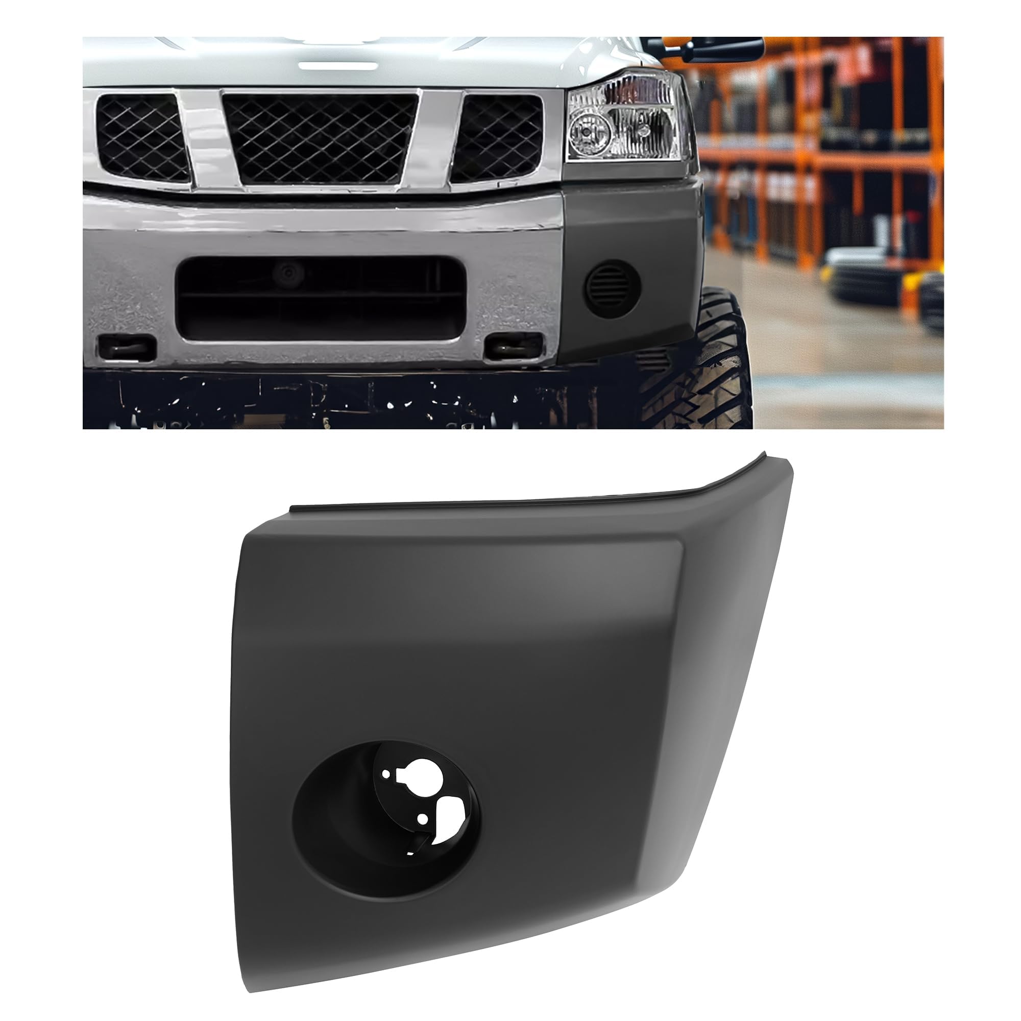 HECASA Front Bumper End Cap Cover Compatible with 2004-2008 Nissan Pathfinder Armada/Titan/Armada Replacement for NI1004145 620257S220 Bumper Corner Painted Black-Left Driver Side