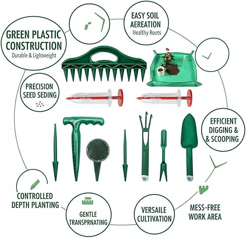 Miniatura 7 de Gardening Hand Tools,Manual Soil Punch  Plant Mat  for Planting Seedling Vegetable Tomato Pepper Flower Lawn Indoor Outdoor Cultivation