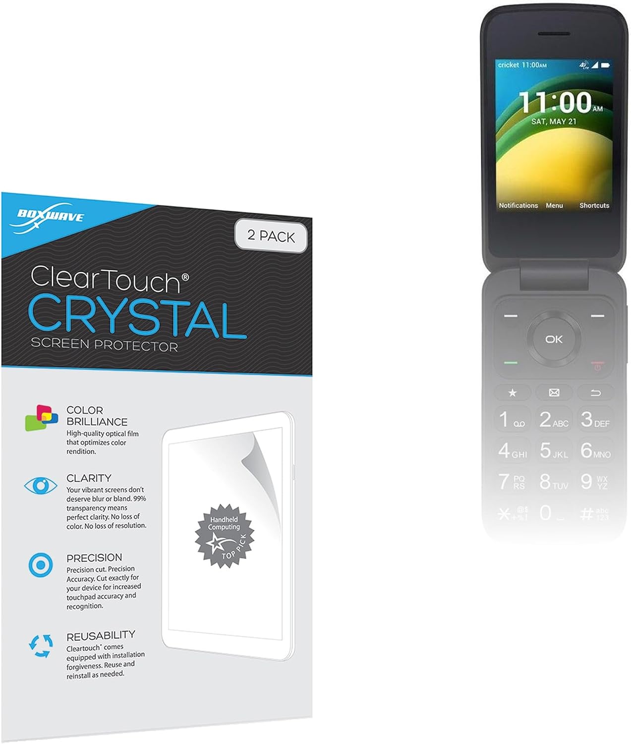 BoxWave Screen Protector Compatible with TCL Classic - ClearTouch Crystal (2-Pack), HD Film Skin - Shields from Scratches