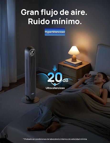 Dreo ventilador de pie silencioso, ventilador de torre con velocidad de 7,6 m/s, 4 velocidades, rotación de 90°, temporizador de 8 horas, pantalla LED y mando a distancia incluido. negro. Alexa - 3