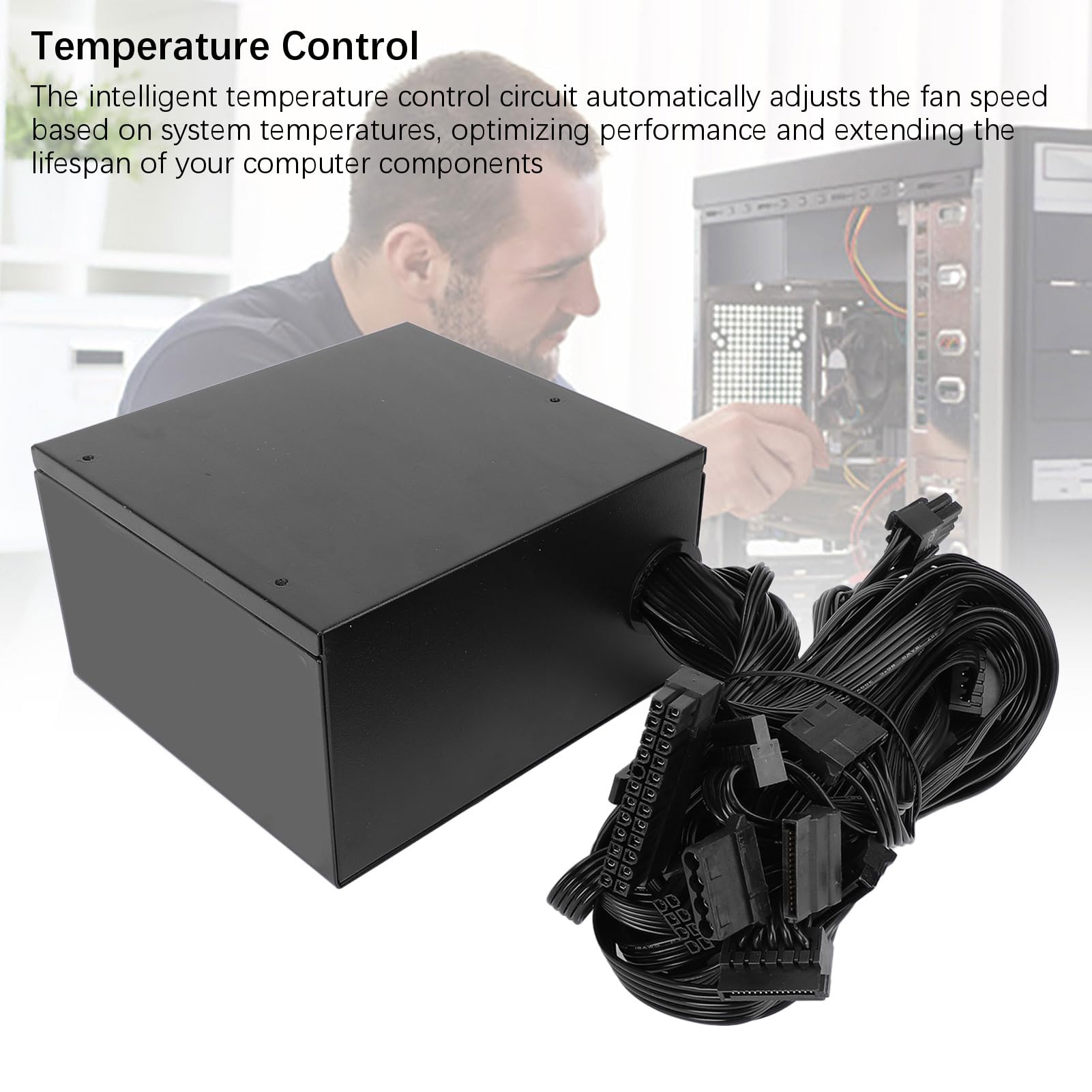 AMONIDA Alimentatore ATX da 700 W Ad Alte Prestazioni con Ventola di Raffreddamento per Sistemi Informatici, Tensione Stabile, Molteplici Funzioni di Protezione