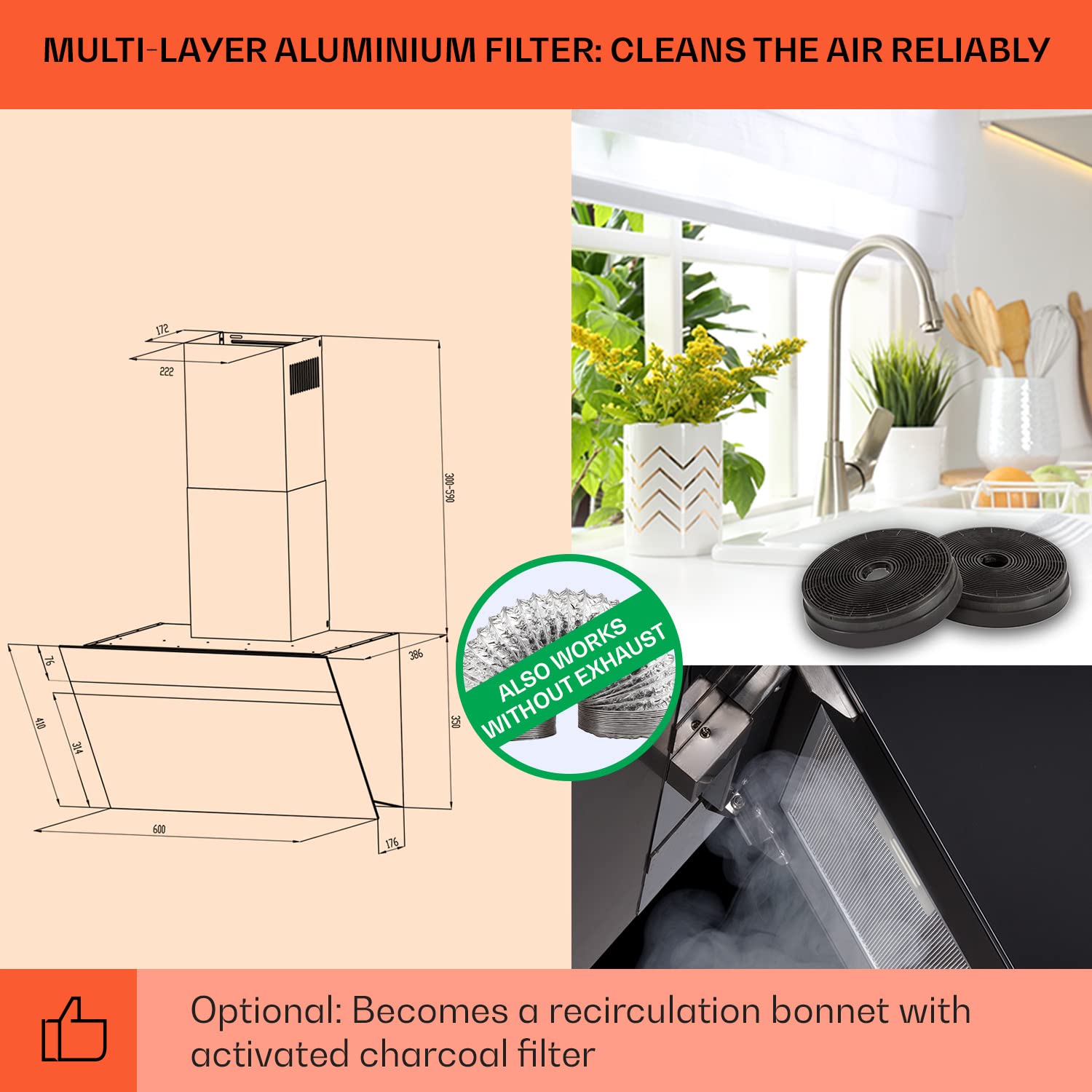 Klarstein Kitchen Extractor Fan Klarstein Angled Exhaust Extractor Fan ...