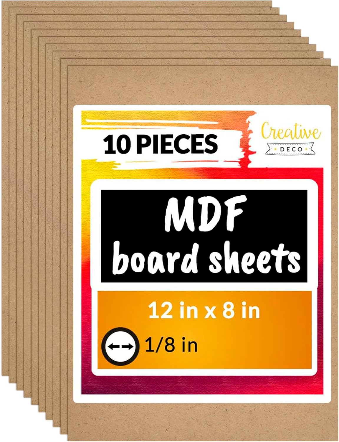 Creative Deco 10 x MDF Board Sheet | 6 x 8 | Perfect for Home Decor, Arts and Crafts, Painting, DIY Projects, Laser Cutter, CNC Machine, Scroll Saw, Stenciling, Pyrography