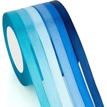 Gift Ribbon Blue 6 Colors Satin Ribbon 10mm x 23m Ribbon Silk Ribbon Fabric Ribbon Silk Ribbons for DIY Crafts Ribbon Decorative Ribbon for Crafts Gift Packaging Birthday Bouquet Party Decoration