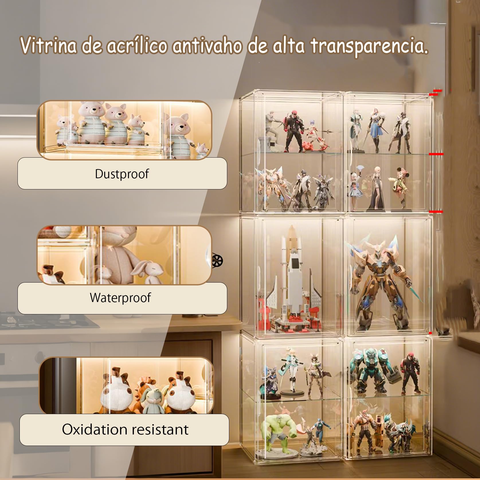 Vetrina in acrilico,Vitrina para Colecciones,Expositor Metacrilato,esign con Porta Flip Top Grande capacità di archiviazione facile da installare.