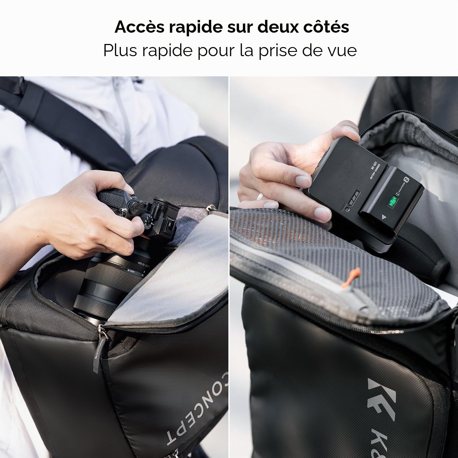 K&F Concept Sac à dos pour appareil photo sac à dos photo pour photographes, sac à dos pour appareil photo avec compartiment pour ordinateur portable 16 pouces, DJI Mavic Drone (sac à dos Alpha 25L)