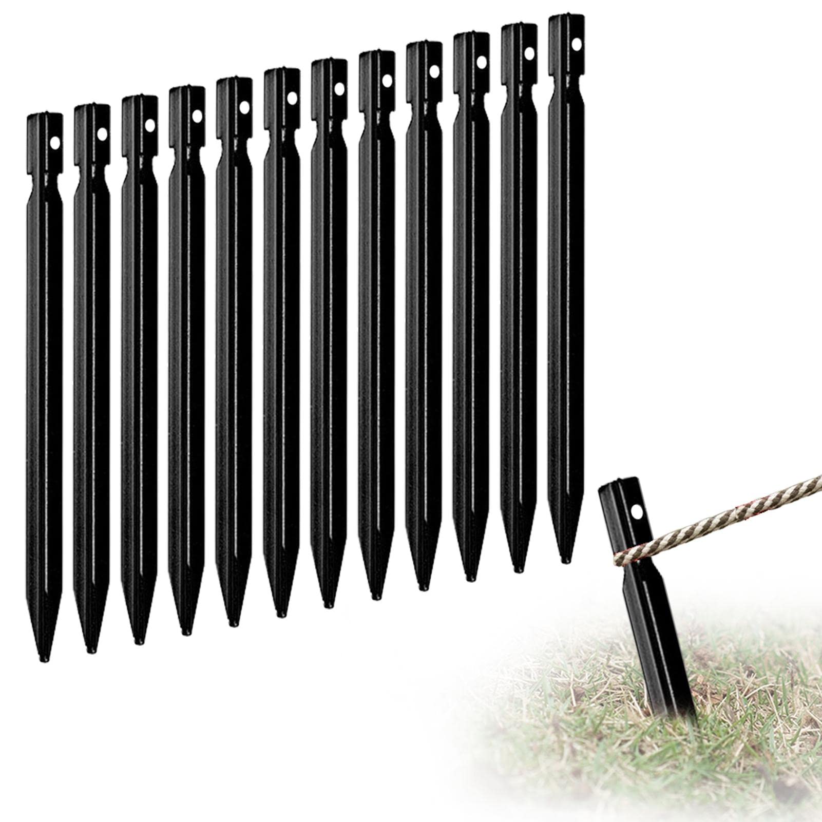 Lot De 12 Piquets De Tente En Alliage Aluminium – 18 Cm – Crochet Antidérapant – Anti-Rouille – Pour Camping, Randonnée, Auvent