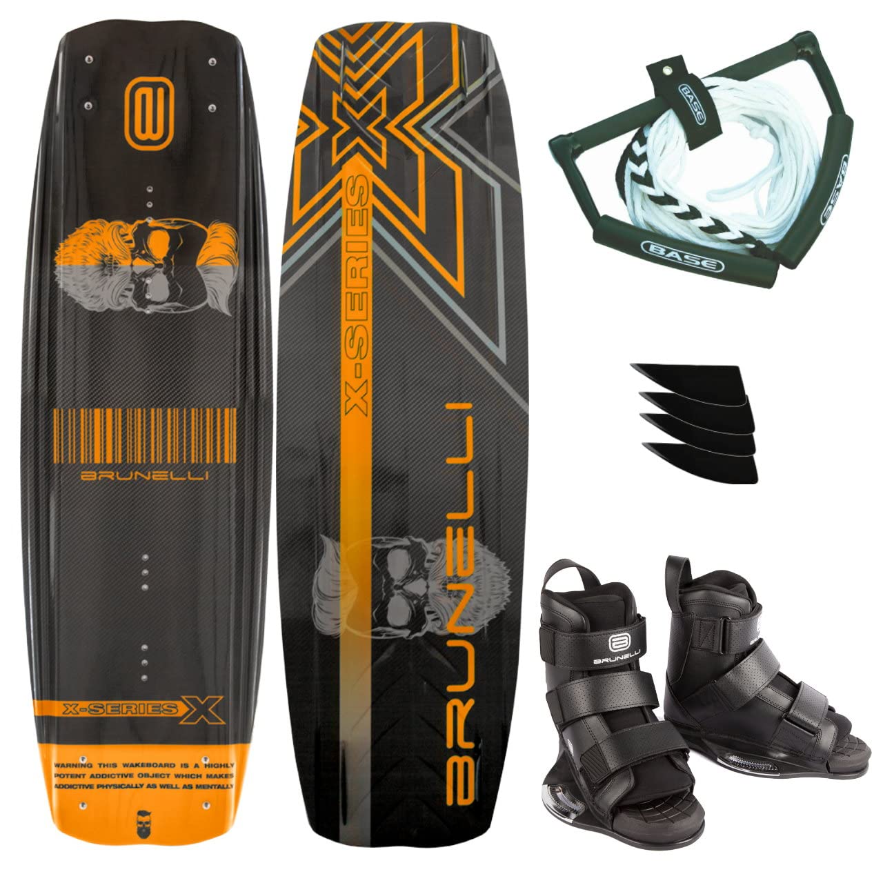 Brunelli Paquete de Wakeboard de carbono, 138 cm, encuadernación Wakeboard