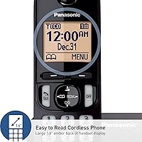 Vista 4 de Panasonic Teléfono inalámbrico, pantalla retroiluminada de 1.6", bloqueo de llamadas, altavoz, 10 horas de tiempo de conversación, 1 auricular
