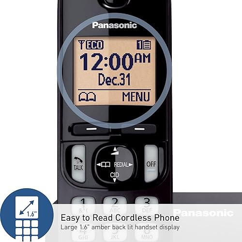 Miniatura 4 de Panasonic Teléfono inalámbrico, pantalla retroiluminada de 1.6", bloque de llamadas, altavoz, 10 horas de tiempo de conversación, 1 auricular -