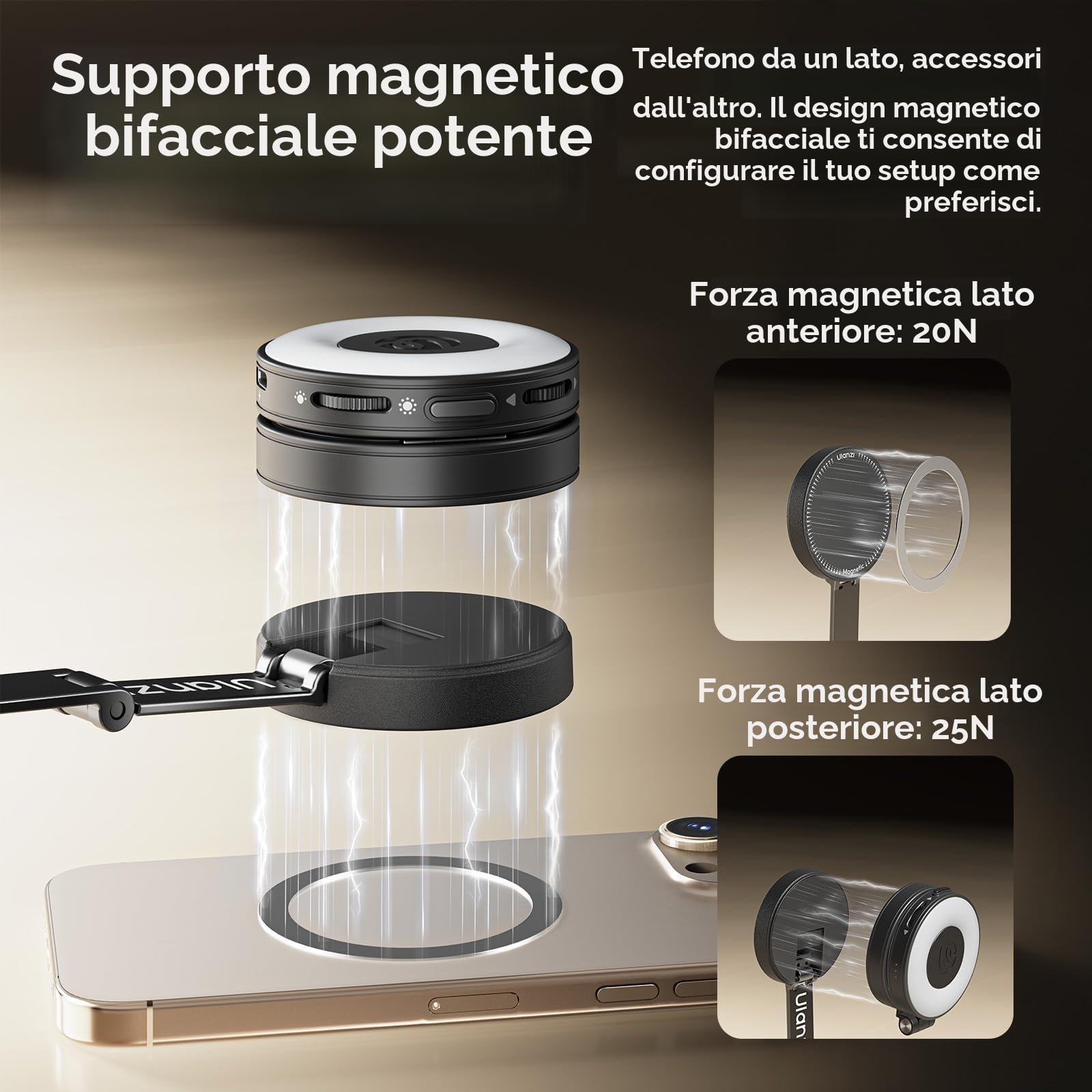 ULANZI MT85 Selfie stick treppiede magnetico con 4 piedi, Bastone selfie bluetooth con Apertura automatica, Treppiede con calamita 153cm, Compatibile con iPhone Serie 17 16 15 e Samsung Xiaomi Realme
