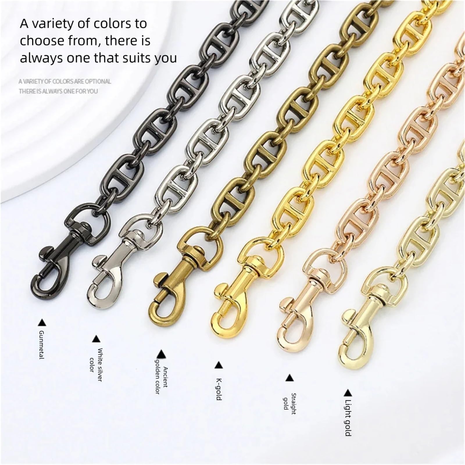 Correa de cadena for bolso, extensible oro antiguo for bolsos, reemplazo Metal con hebillas, accesorio for DIY Para Bolsos DIY(Gunmetal Chain,100cm)