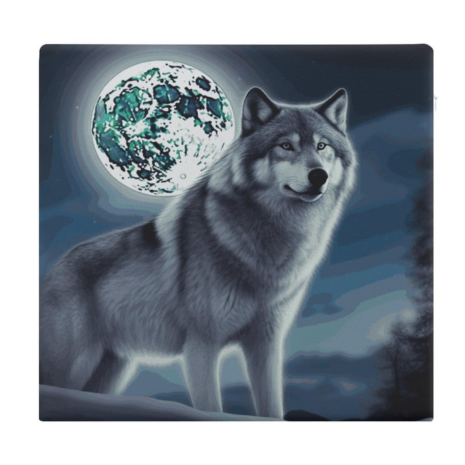 LDGSUPH - Wolf under the moon seat cushions for office chair square cushions soft floor cushions comfortable sofa cushions memory foam pads for the