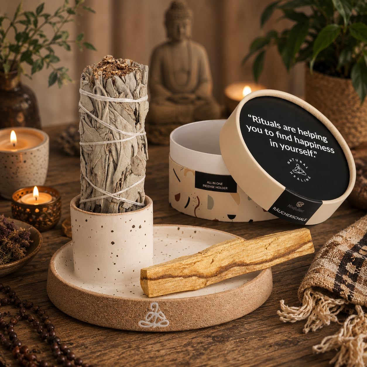 [Qualité Supérieure] Bol d'Encens Pour Palo Santo, Sauge Blanche I Palo Santo et Sauge Non Inclus