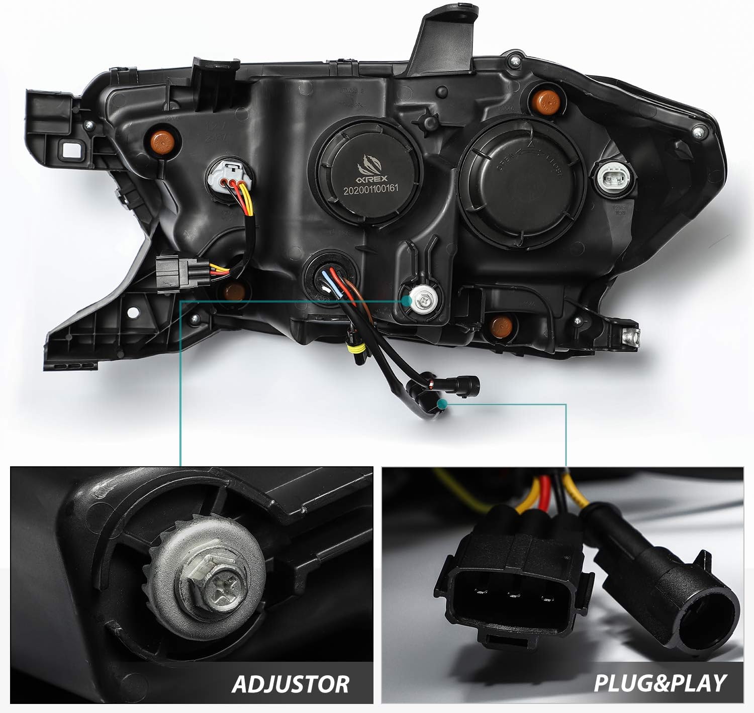 AlphaRex For 2016-2021 Tacoma Black TRD look LED crystal Left/Right Replacement Assembly with Activation Light/DRL/Sequential Signal