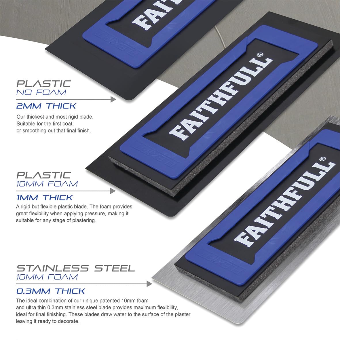 Faithfull Flexifit Flexi Truelle à lame interchangeable en plastique 355 mm