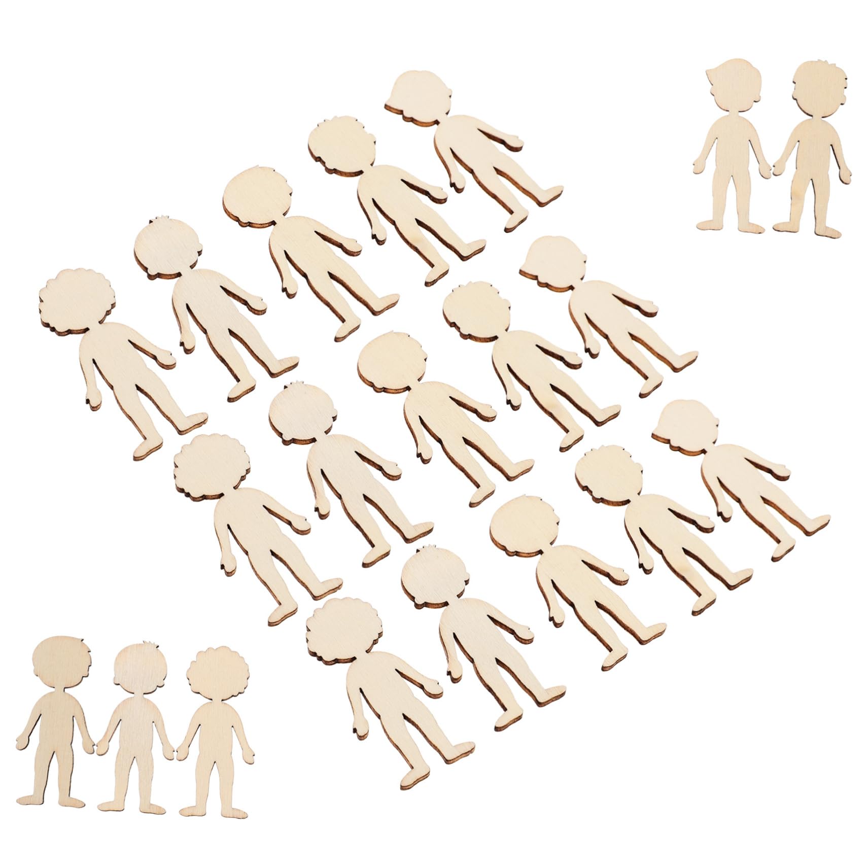 50Pcs Unfinished Wooden Figures for Kids DIY Crafts - Creative Boy and Girl Cutouts for Home Decoration and Educational Activities