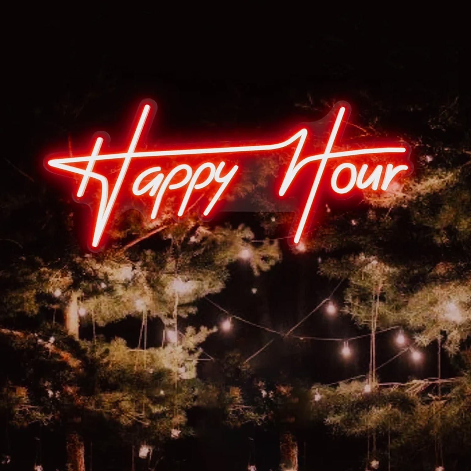 HFHungkeong Happy Hour Neon Sign, Bar Pub Wall Decor, Wedding Decor, Party Decoration, LED Neon Light Sign