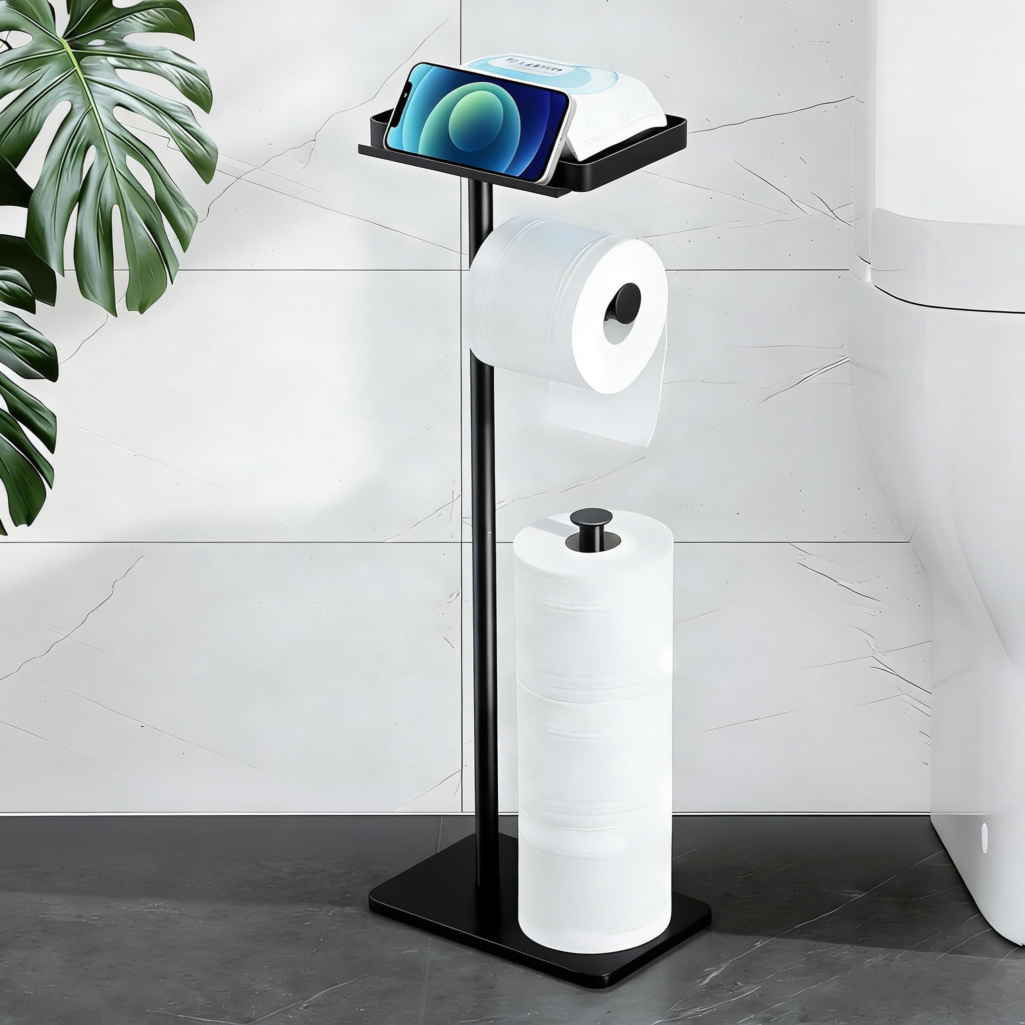 YIGII Toilet Paper Holder Stand with Shelf