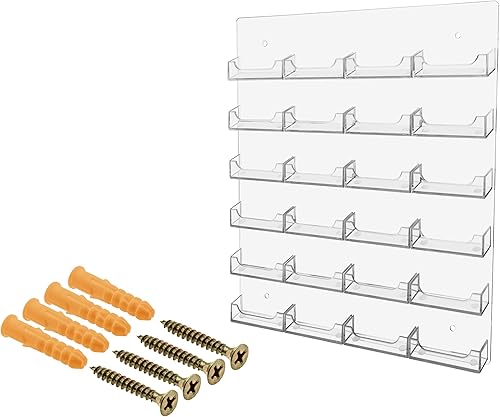 Miniatura 7 de Marketing Holders Soporte colgante para tarjetas de visita de 24 bolsillos, estante de exhibición de acrílico transparente con accesorios para