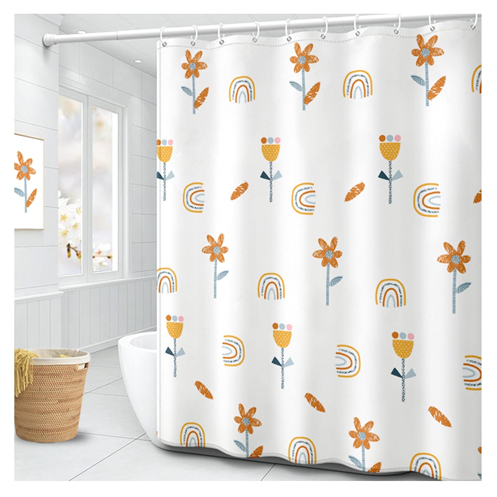 Rideau de douche art nordique opaque pour une salle de bain style hôtel chic