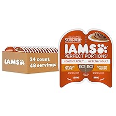 IAMS Perfect Portions Healthy Adult Wet Cat Food Cuts in Gravy, Chicken Recipe, 2.6 oz. Easy Peel Twin-Pack Trays (24 Count, 48 Servings)