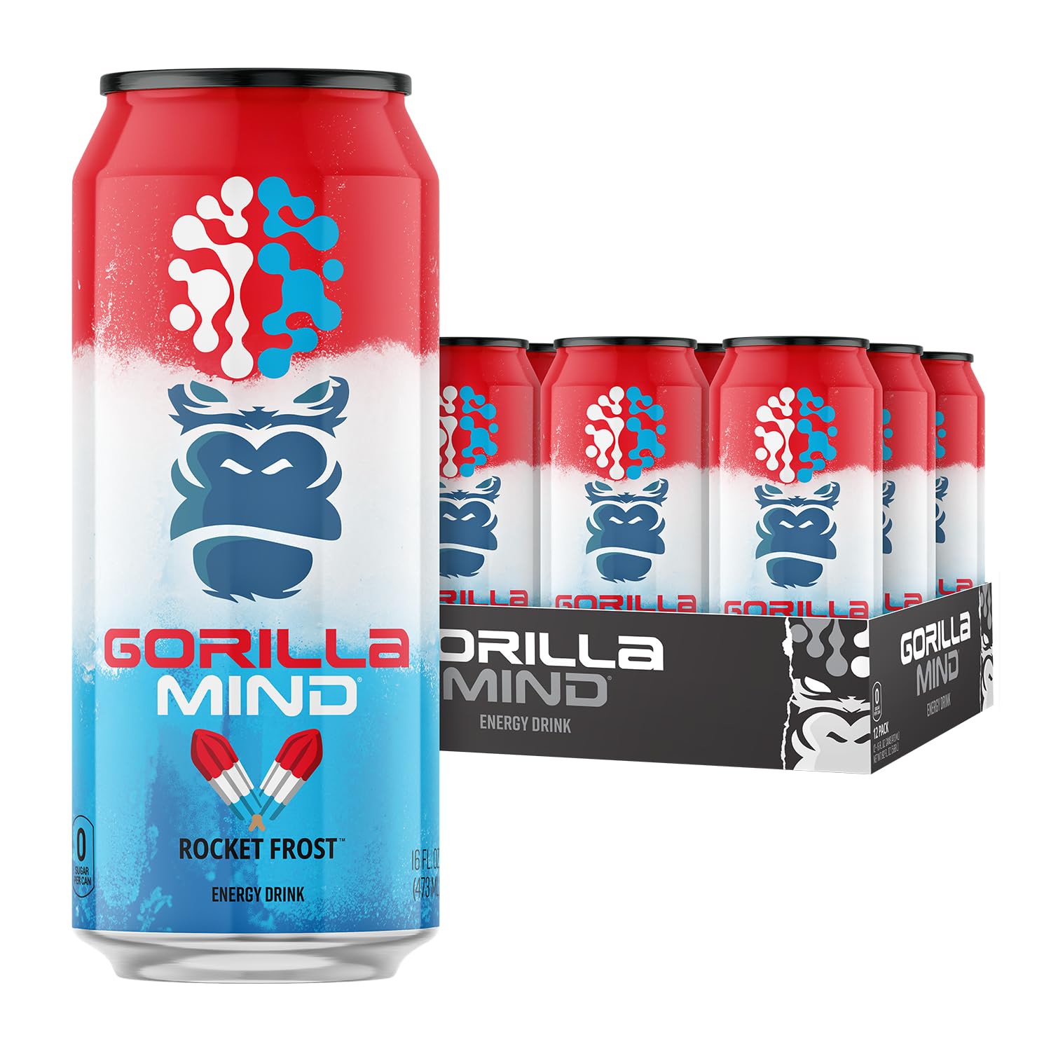 Energy Drink | Unmatched Energy · Amplified Focus | N-Acetyl-L-Tyrosine, Alpha-GPC, 200mg Caffeine, Uridine, Saffron | 0 Sugar Or Artificial Colors | 16oz, 12-Pack (Rocket Frost)