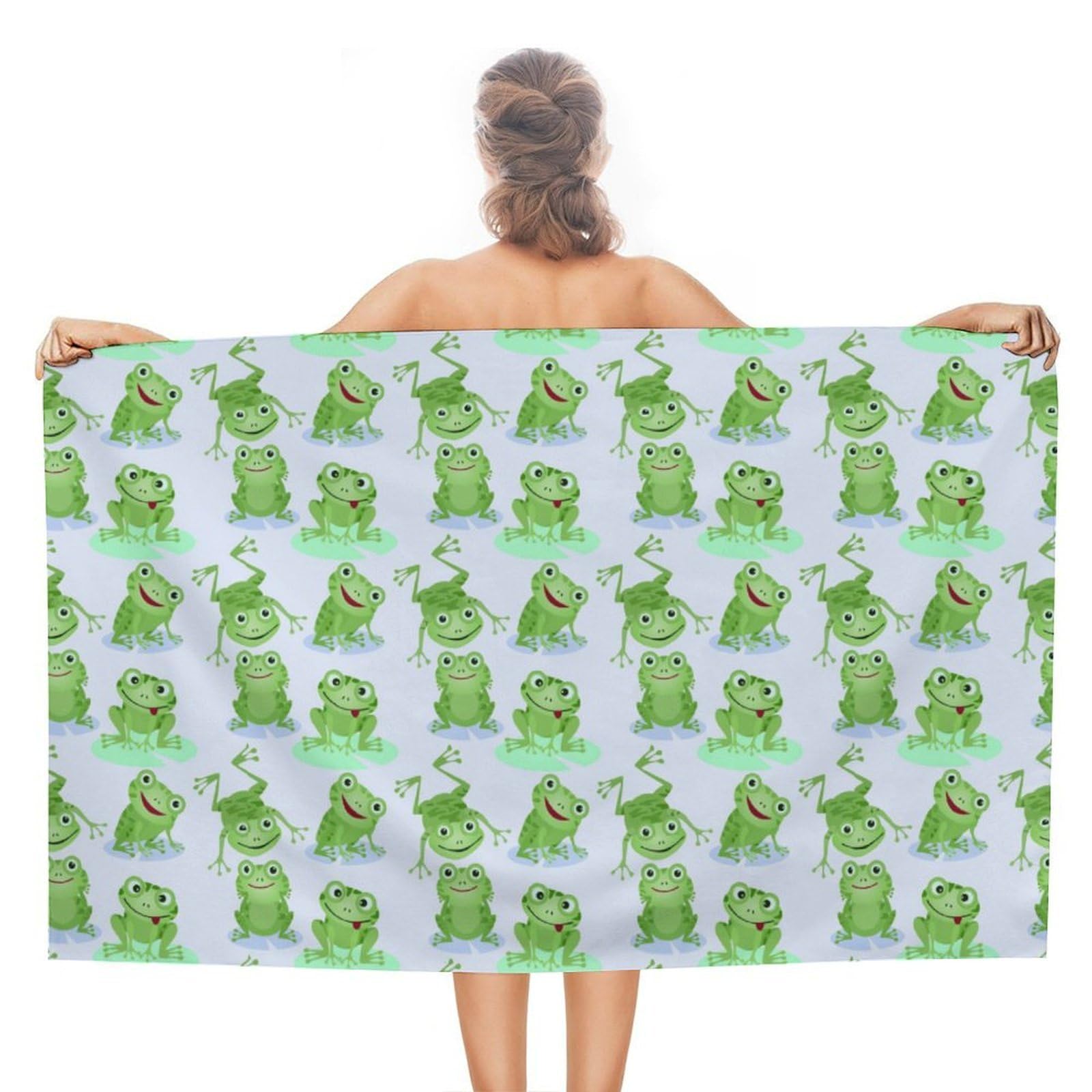 LEDFCVSU Beach Towel, Frogs Pattern Bath Towel, Absorbent Towel for Swimming, Sports, Travel