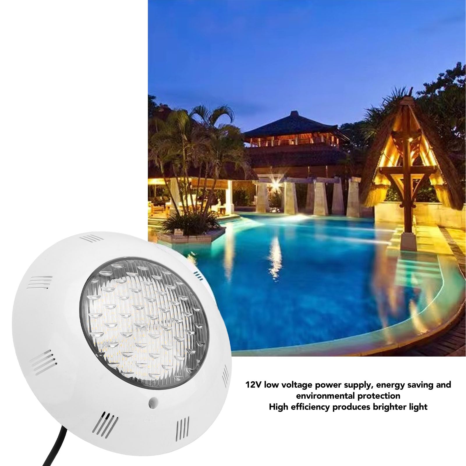 Fockety Tauchbare LED Leuchten, AC12V LED Poolleuchten mit Kabel, IP68 wasserdichte, an der Wand Montierte Unterwasserleuchten für Eingelassenen Pool, Teich, Aquarium, Bad, Party, Vase