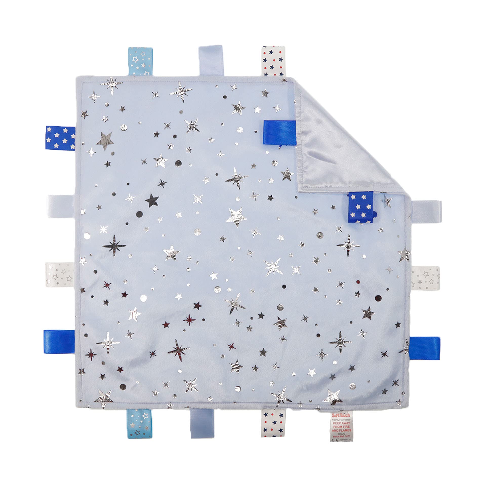 Soft Touch Foil Printed Blue Taggie Comforter Stars Design with Satin Back