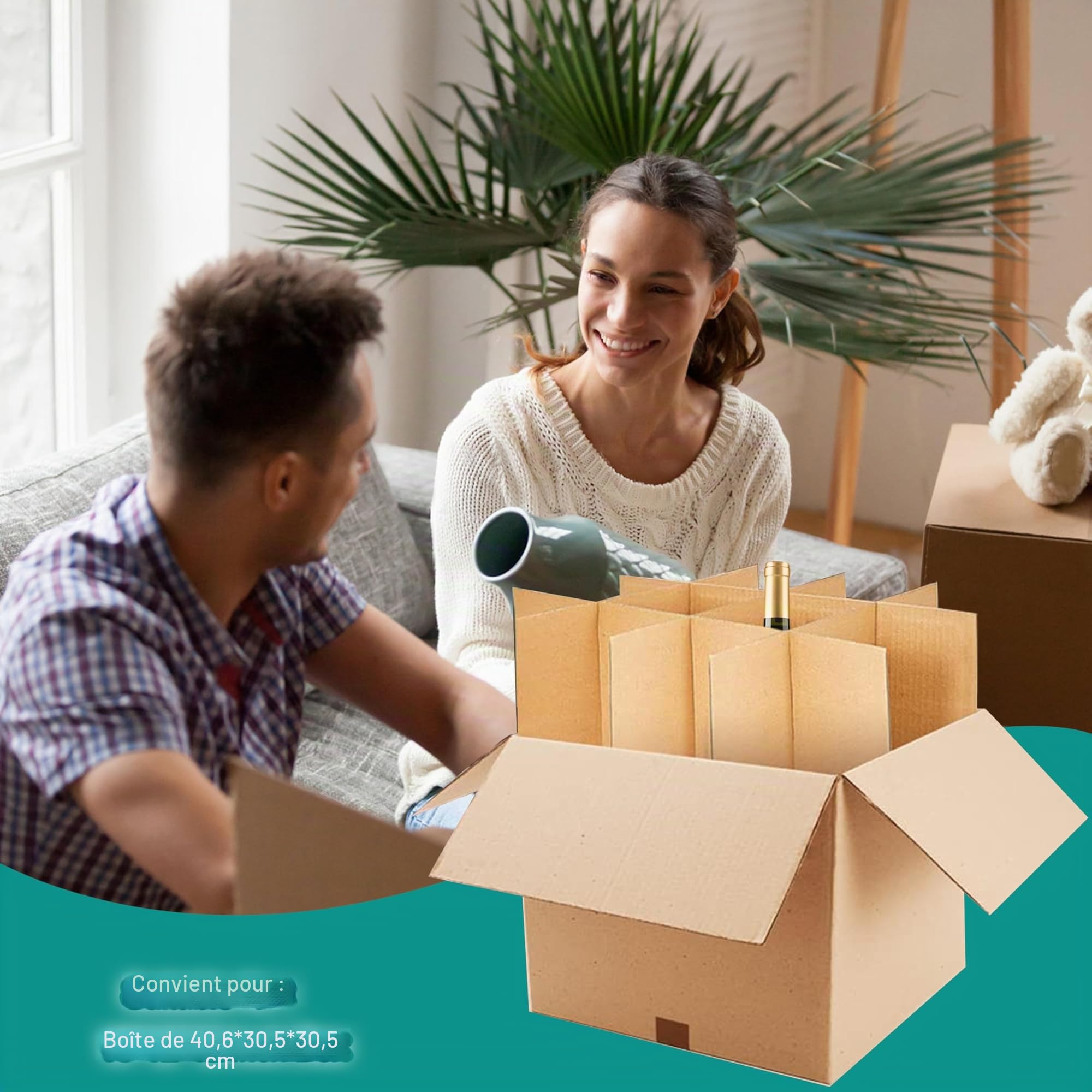 Lot de 3 Kit cartons déménagement vaisselle Séparateurs de Bacs en Carton Ondulé kits de Séparation en verre pour Déménagement pour Boîtes de 16x12x12 Inch (Box Not Included)