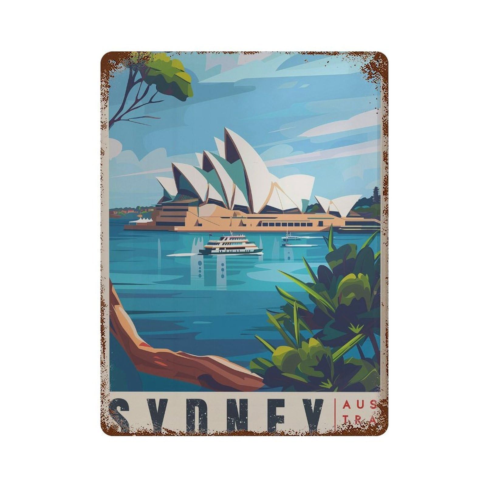 xiaoxiaoshen Sydney Travel Classic Australia Wall Decor Art Metal Tin Poster Modern Home Decor Art Home Bar Shop Decorations Vintage Sign 40x30cm