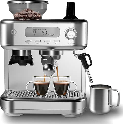 Garvee Espresso Machine Built-In Grinder, High Power Milk Frother, Digital