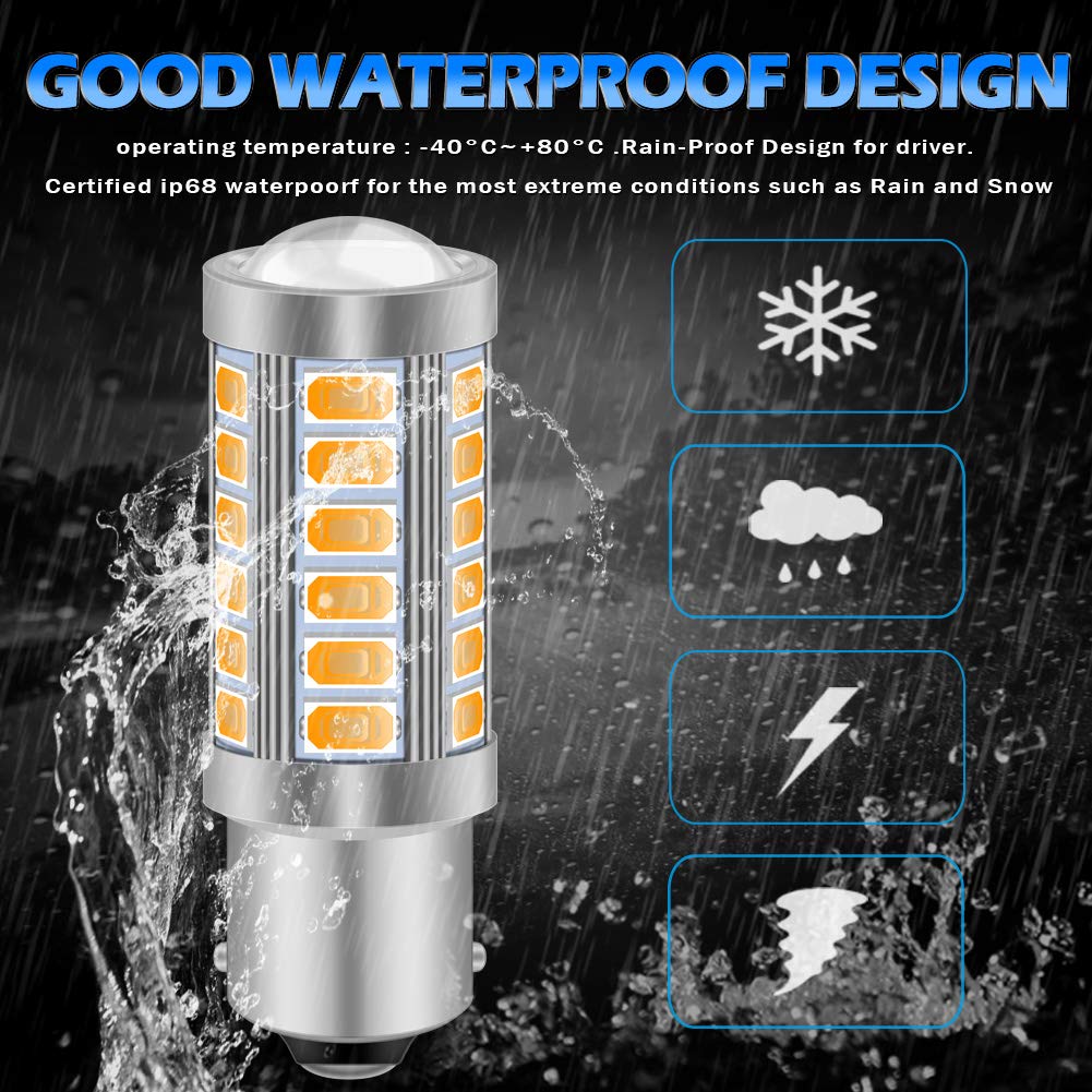 KATUR 10 szt. 1156 BA15S 1141 7056 5630 33-SMD bursztyn 900 lumenów super jasne LED kierunkowskaz hamowania żarówka 12 V 3,6 W