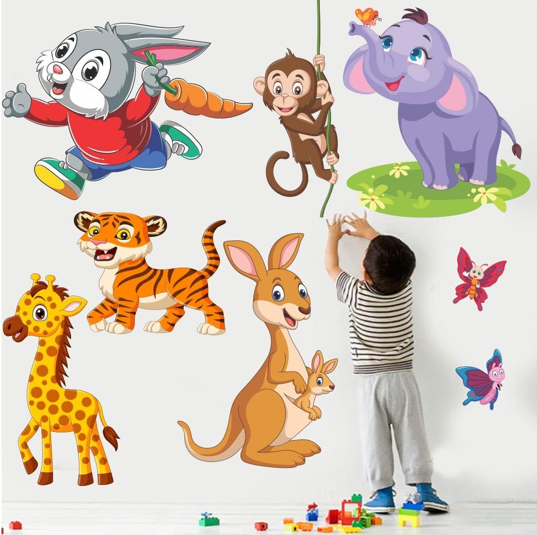 Buy Cartoon Cute Animals Wall Sticker Jungle Theme Kids Wallpaper Decal ...