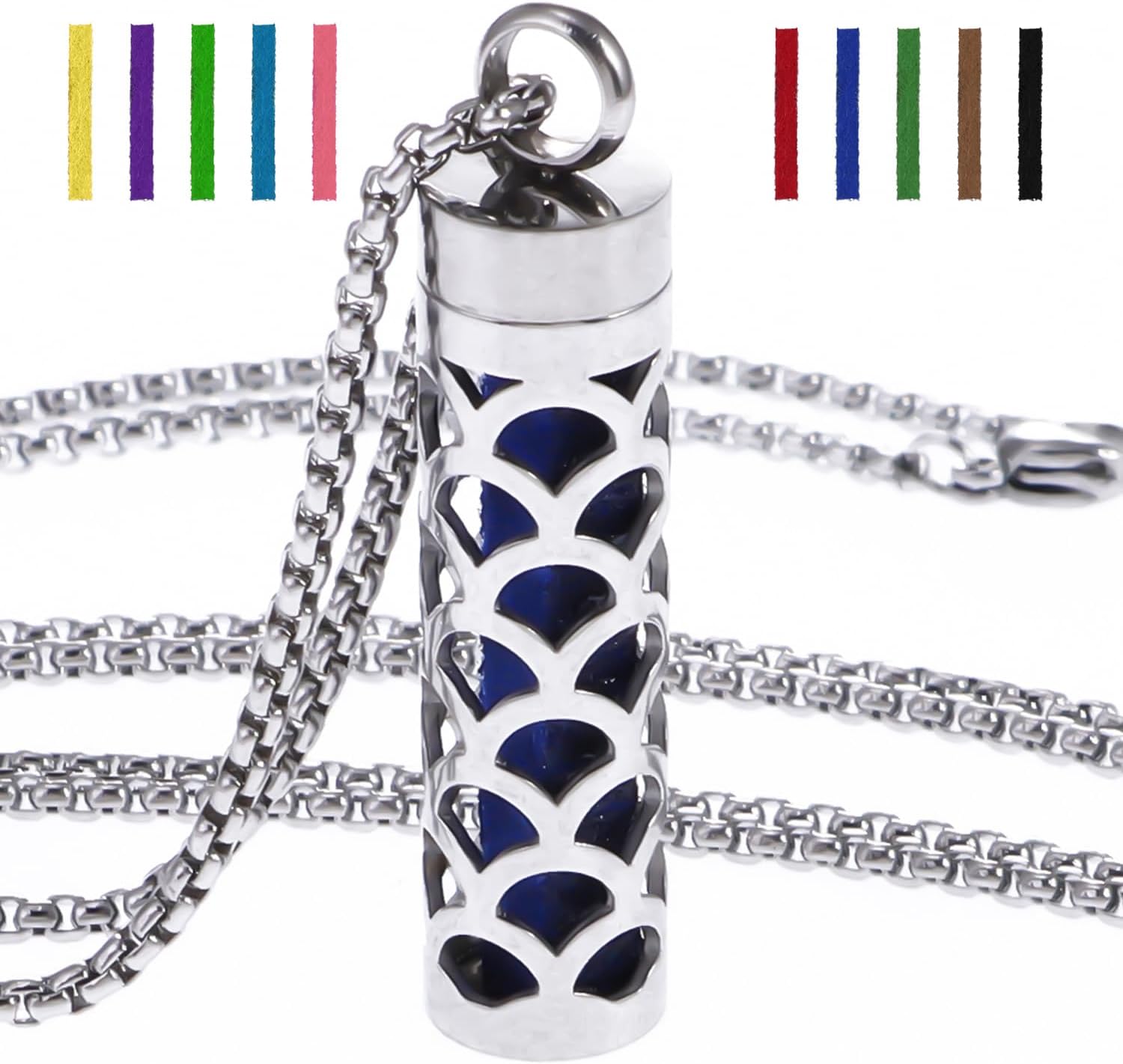 Collar Difusor de Aceites Esenciales, Colgante de Aromaterapia en Acero Inoxidable con 10 Almohadillas