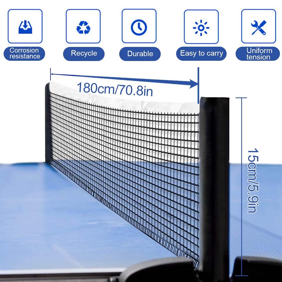 Filet de Ping-Pong 1 Pièces Filet de Tennis de Table Professionnel Portable Filet de Ping-Pong en Polyester pour Remplacer Filet de Tennis de Table Cassé, pour Entraînement de Compétition et Jeu