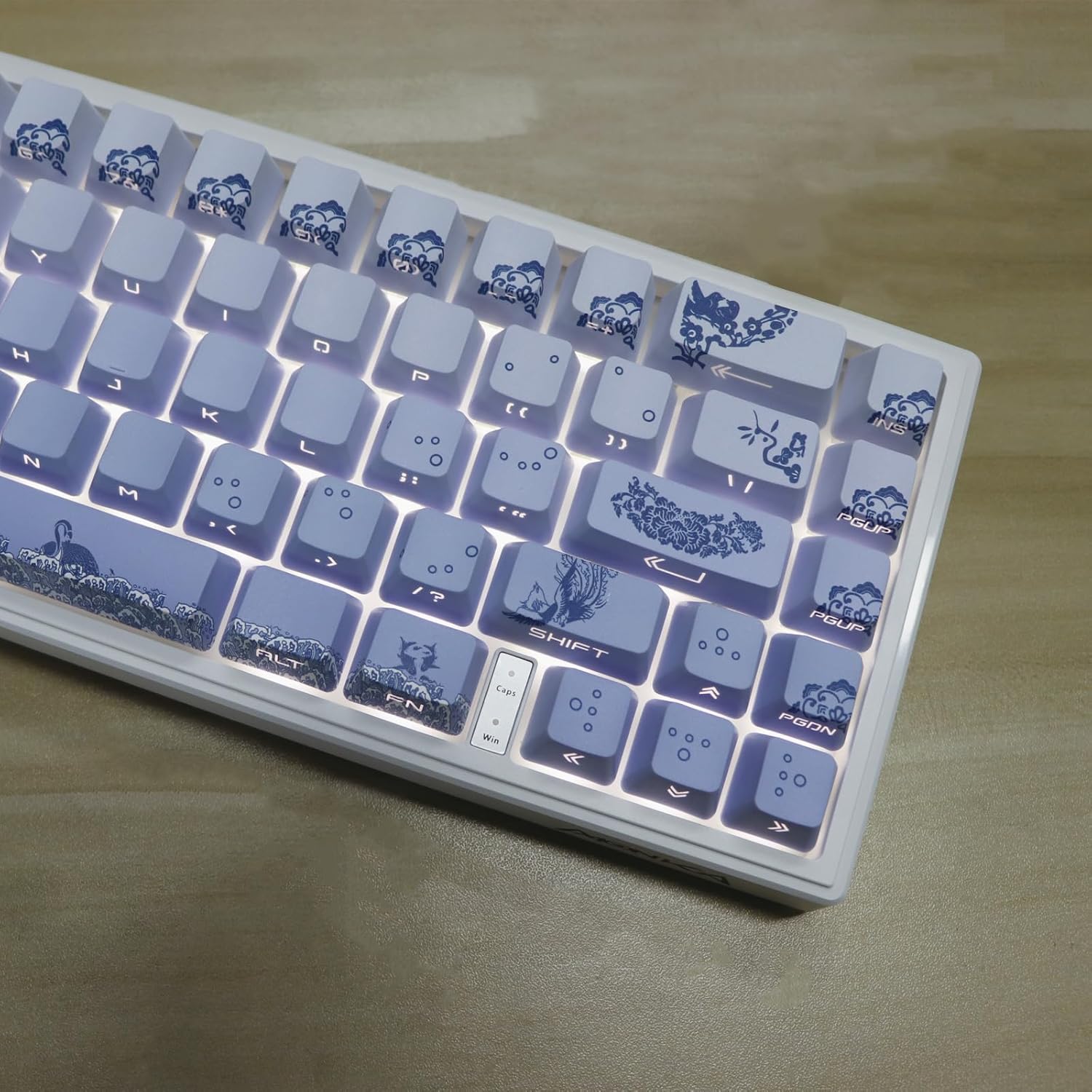 JSJT Side-Printed Keycaps-Doubleshot PBT Key Caps 134 Keys Shine Through Keycap OEM Profile Gradient Blue Custom Keycaps Translucent Keycap Set for Cherry MX Switches Keyboard