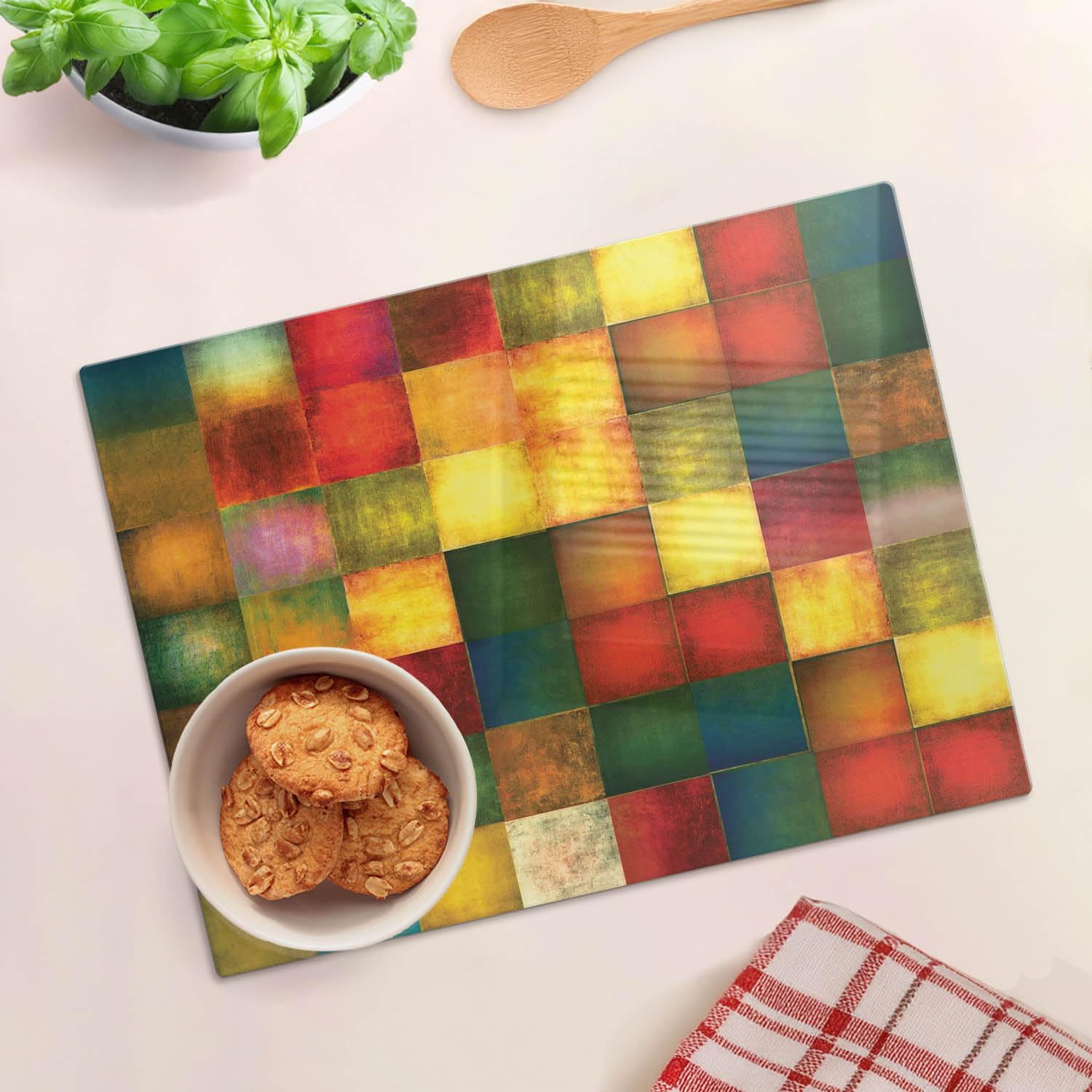 Tagliere e piastra di protezione in vetro 40x30 cm Motivo geometrico
