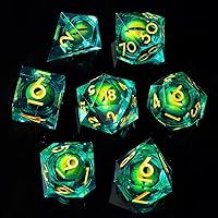 Vista 7 de YEMEKO Beholder's Dargon Eye DND - Juego de dados de ojo de gato con núcleo líquido, borde afilado, hechos a mano para Dungeons and Dragons Ttrpg