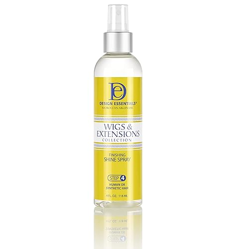 Design Essentials Spray de brillo de acabado de aceite de argán marroquí, colección de pelucas y extensiones, amarillo, 4 onzas líquidas (paquete de