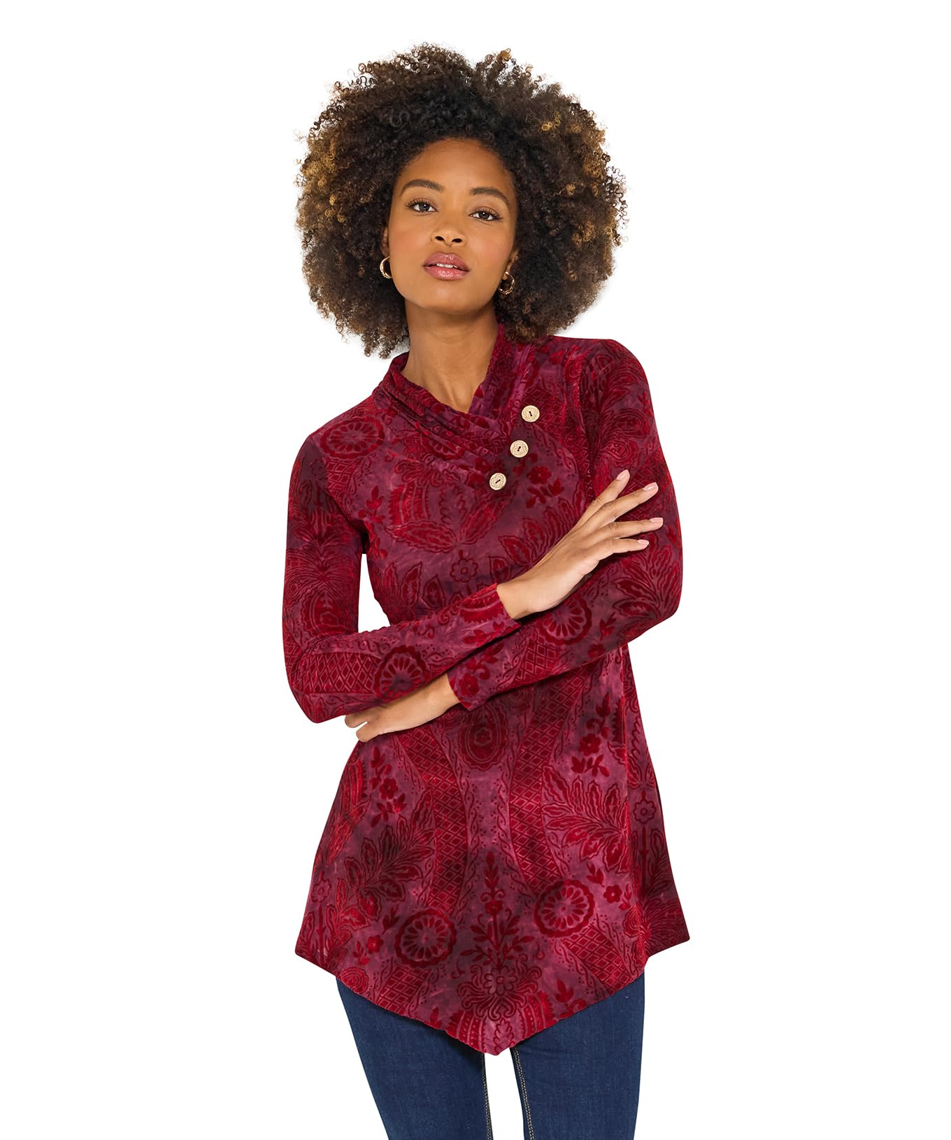 Joe Browns Women's Pleated V-neck Jersey Tunic Top Tunic Shirt (pack of 1)