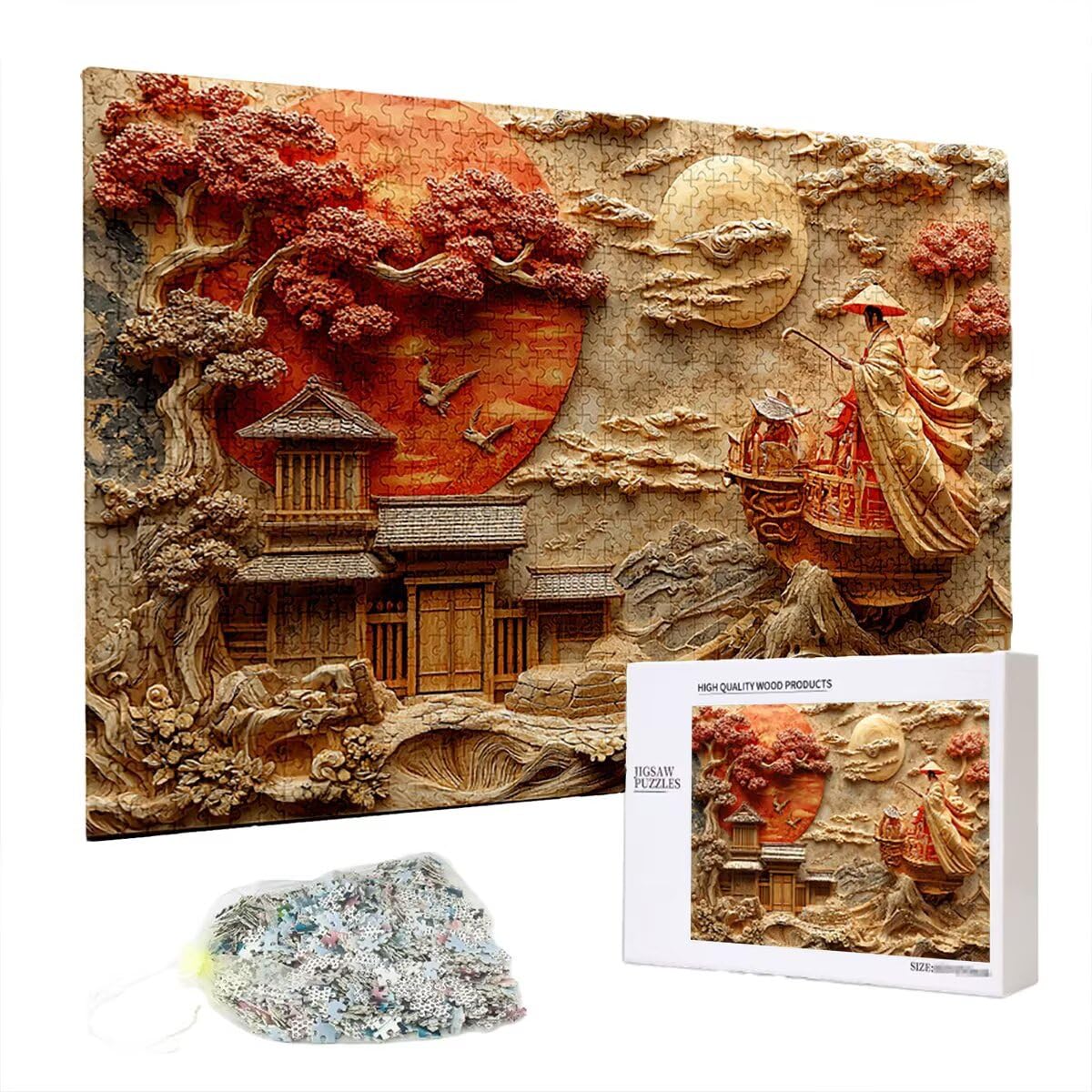 Puzzle 5000 elementów, retro, krajobraz, 5000 elementów, drewniane puzzle dla dorosłych, trudna łamigłówka, gra logiczna dla całej rodziny, drewniane puzzle do dekoracji salonu, prezentów, Z-92